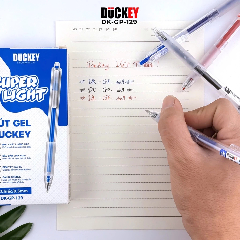 Bút Gel Bấm Super Light Ngòi 0.5mm Duckey DK-GP129 , Đầu ngòi ST Cao Cấp - 1 cây