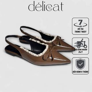 Giày sục bệt nữ quai nơ phối ren xinh xắn Délicat D232