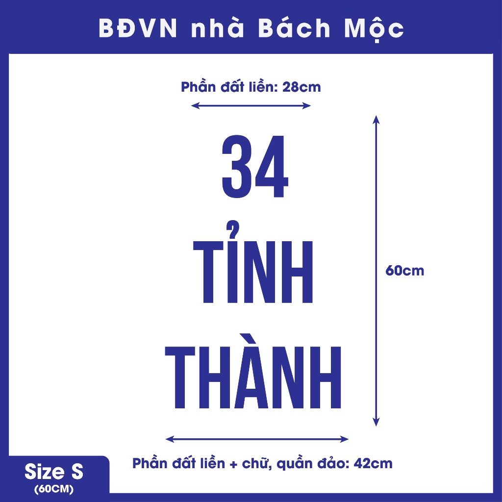 (Kèm băng dính) Mô Hình Dán Tường 34 Tỉnh Thành Việt Nam - Tiệm Nhà Gỗ Decor
