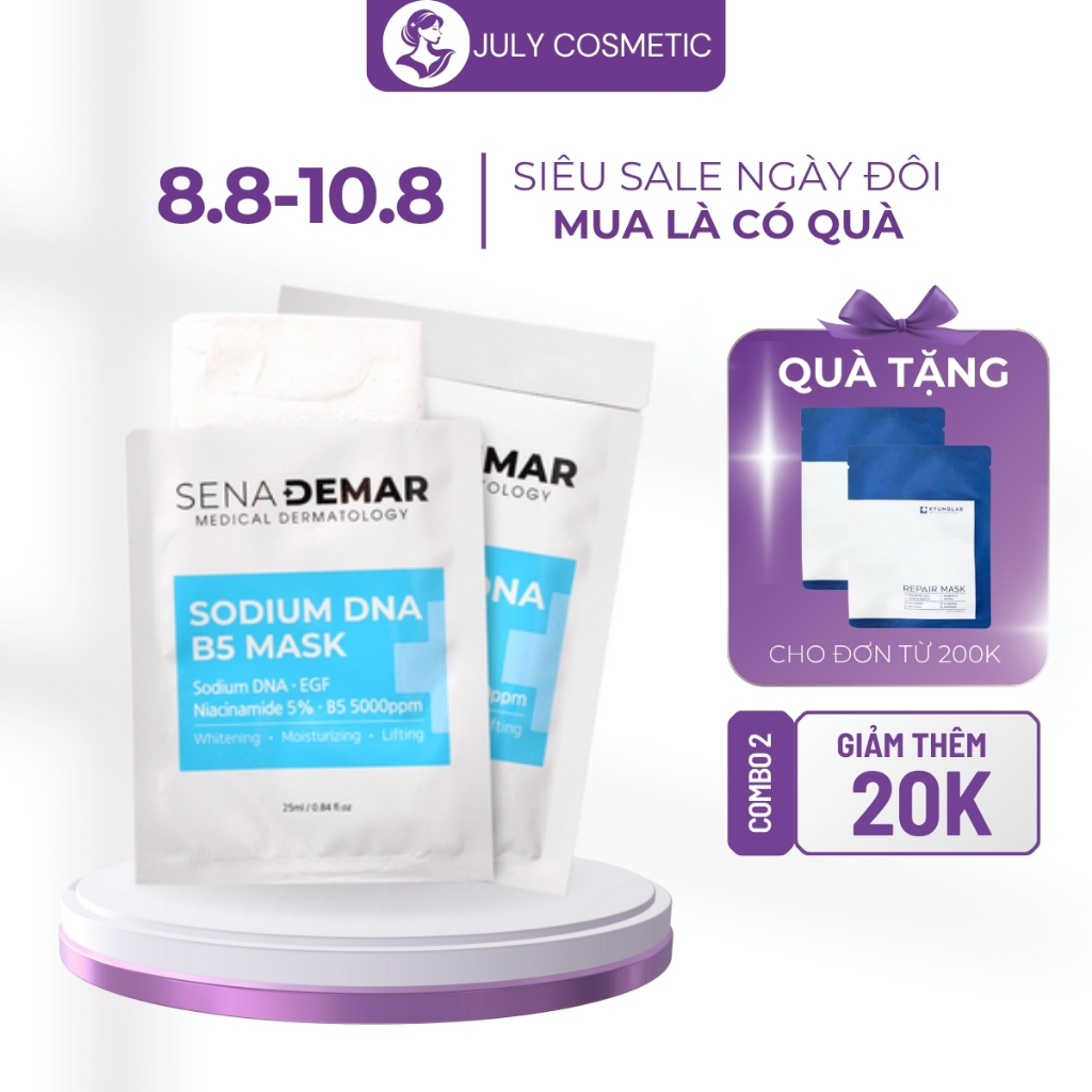 Mặt nạ Sena demar sodium DNA B5 mask cấp ẩm phục hồi dưỡng trắng da July Cosmetic