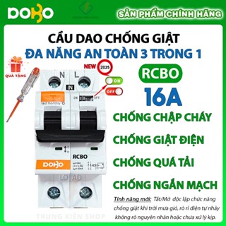   RCBO 16A - CÓ VAT  Cầu Dao Chống Giật 16A  RCBO DOBO KOREA đa năng - siêu nhạy 6kA 30mA  Aptomat chống giật  - Hàng tốt 