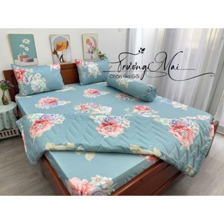 Bộ drap kèm chăn chần gòn lụa tencel mềm mát 5 món.