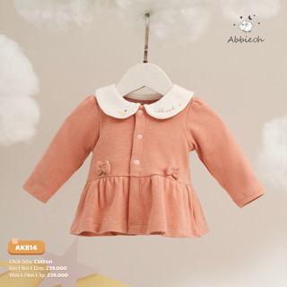  Áo khoác nỉ cotton giữ nhiệt cho bé gái AbbieOh đính nơ cổ sen 3M-3 Tuổi AK814 