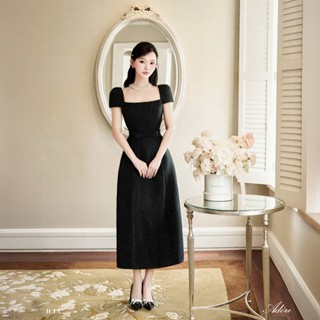 Ara Dress | Váy nữ thiết kế dạ tweed đính nhũ 2 lớp H.I.U Fashion , đầm dáng dài tiêu thư sang trọng HIU design