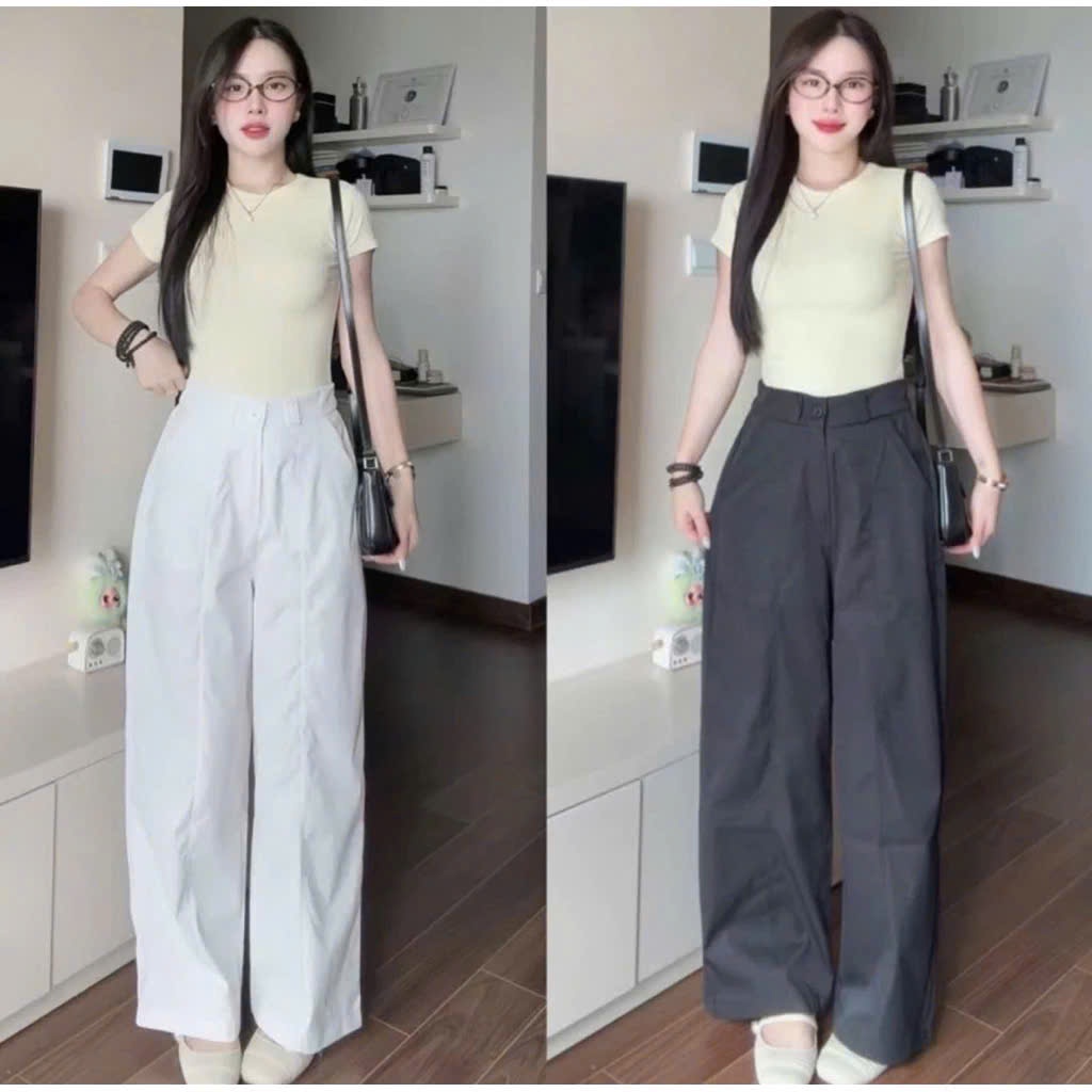 Quần Kaki gió Ống Rộng Nữ Cạp Khóa Lưng Cao, Nhiều Màu Sắc Trẻ Trung, Phù Hợp Với Mọi Gu Thời Trang | BigBuy360 - bigbuy360.vn