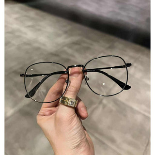 Kính unisex nam nữ Mắt tròn nhỏ kim loại màu xám sang trọng