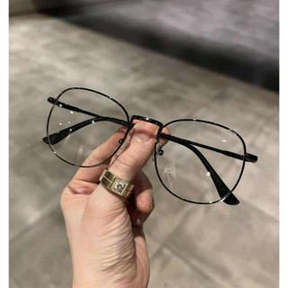 Kính unisex nam nữ Mắt tròn nhỏ kim loại màu xám sang trọng