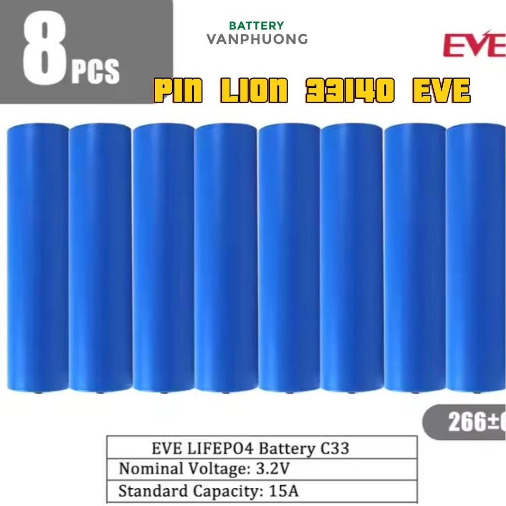 Pin lion EVE 33140 - Dung lượng: 15000mAh – Điện áp: 3,2V- Pin sạc lưu trữ năng lượng điện