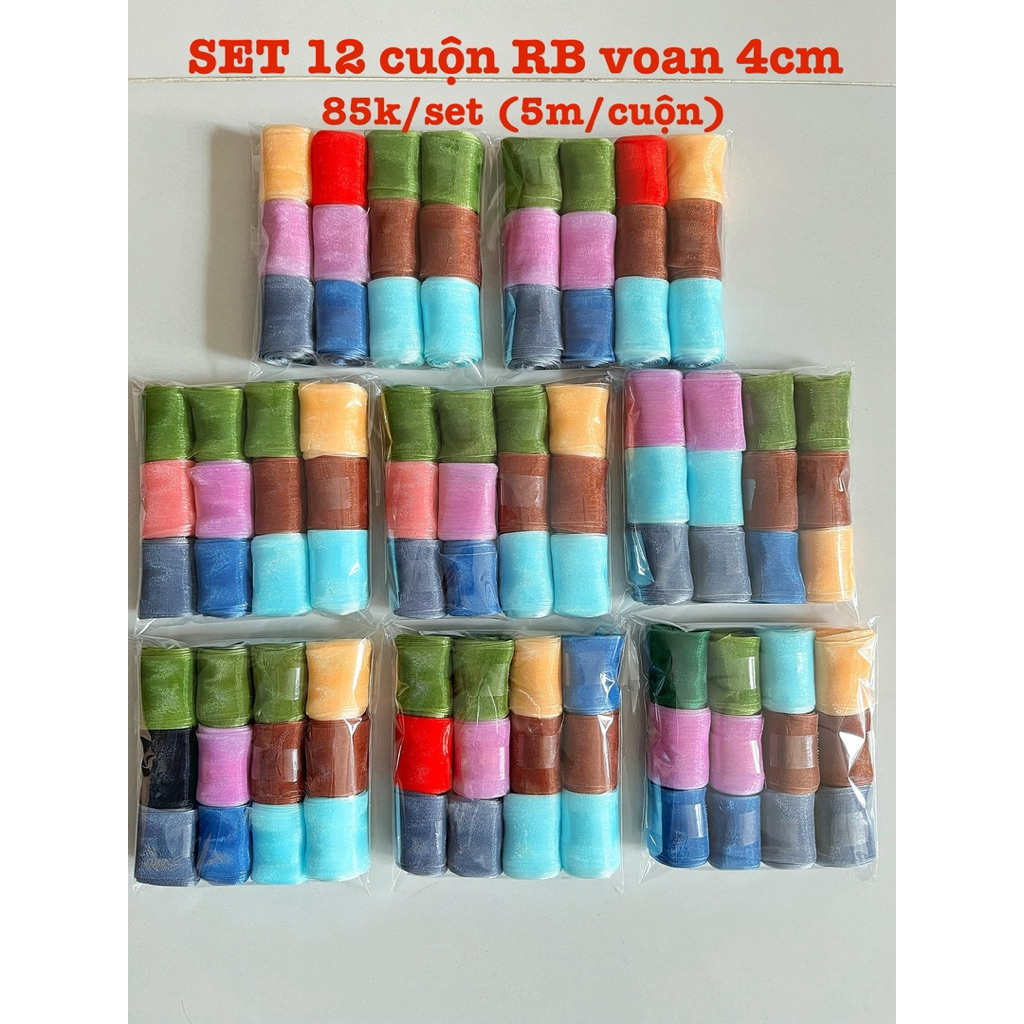 [SALE 30%] SET 12 cuộn ruy băng voan nhũ (Size 4cm)