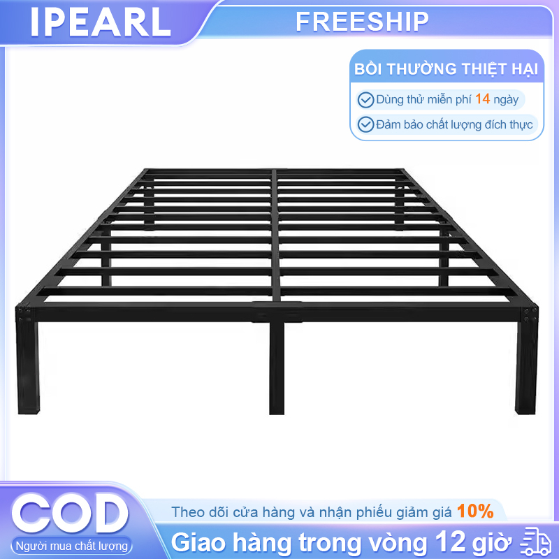  iPearl Giường sắt 1.8m hiện đại đơn giản Bán nệm tải trọng khung sắt mang 500kg chắc chắn 