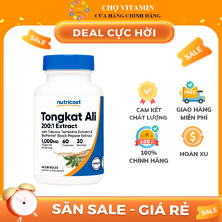 Thực Phẩm Bảo Vệ Sức Khoẻ Nutricost Tongkat Ali 200:1 Extra 1,000mg 60 viên - with Tribulus Terrestris and BioPerine