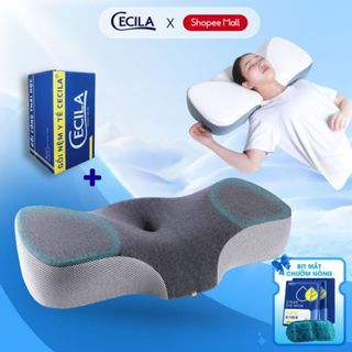 Gối công thái học cao su non CECILA thiết kế cho mọi tư thế nằm chống đau cổ vai gáy, chống ngủ ngáy, hỗ trợ ngủ nhanh