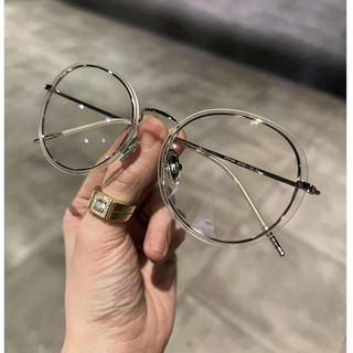 Kinh unisex nam nữ Mắt tròn trong suốt không viền gọng nhẹ