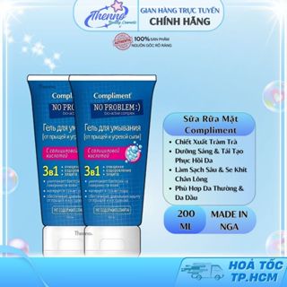 Combo 2 Sữa Rửa Mặt Compliment 3in1 Làm Sạch Sâu Hỗ Trợ Giảm Mụn & Kiểm Soát Dầu Nhờn Gel No Problem 200ml  Tem Hồng  