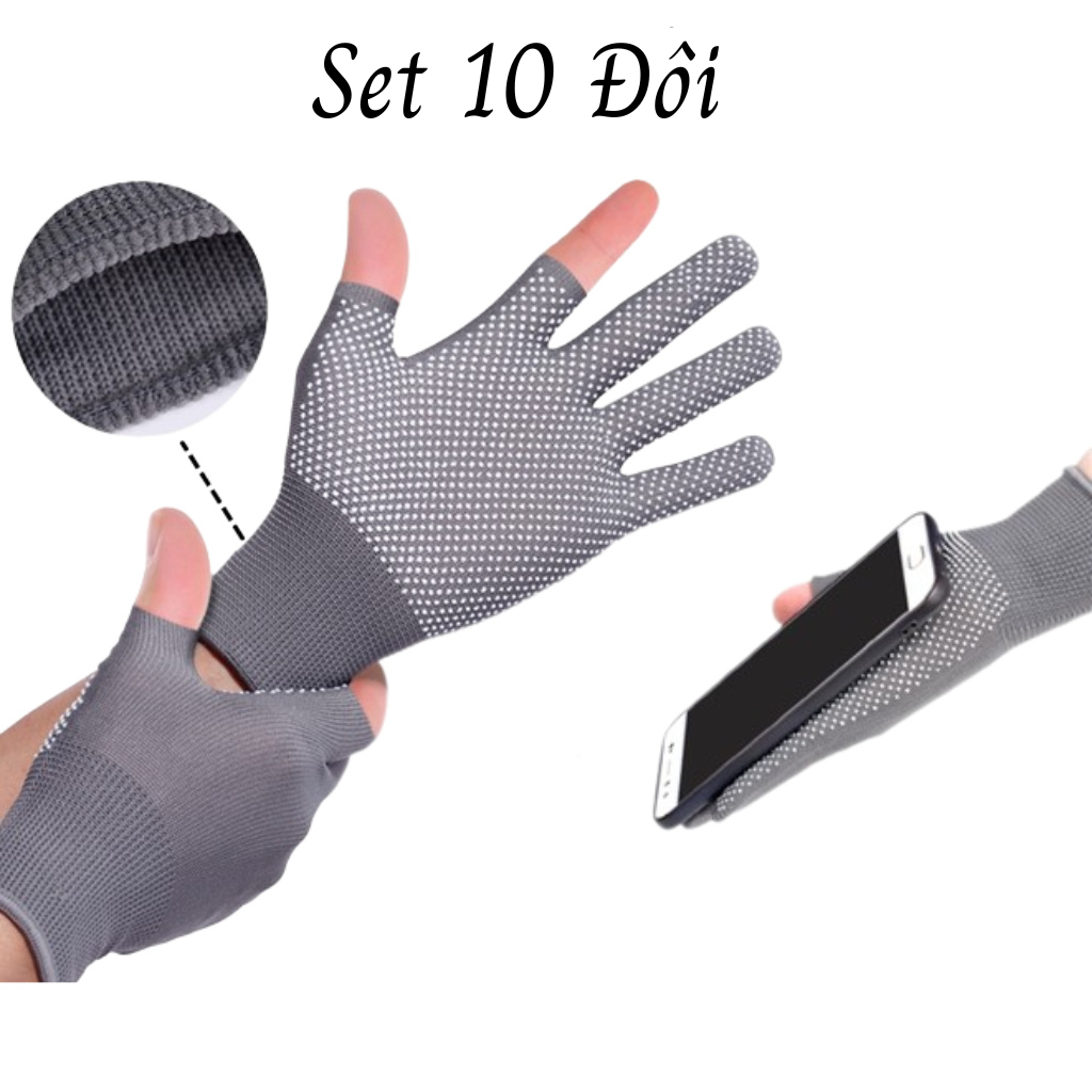 Găng tay, bao tay hở ngón lái xe, chống nắng, vớ thể thao chống trượt, chống tia UV thoáng khí