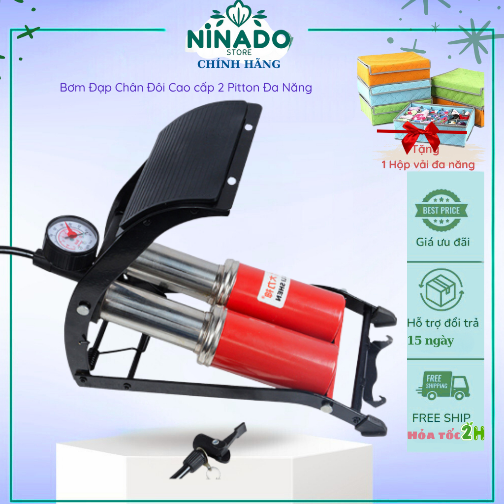 Bơm Đạp Chân Đôi Cao cấp 2 Pitton Đa Năng