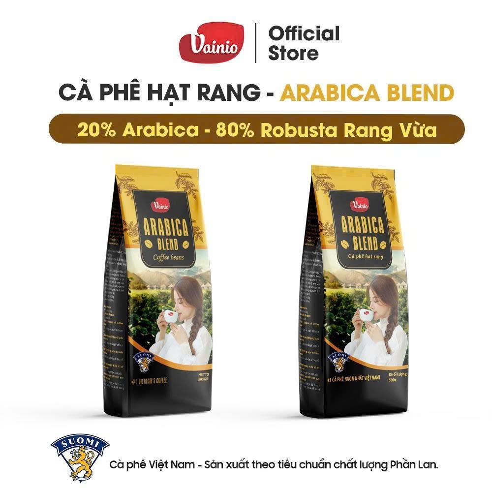 Cà phê hạt rang “ARABICA BLEND”, "VAINIO" COFFEE, 500 g, Robusta-80% Arabica 20%