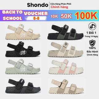 Giày SHONDO Sandal Nam Nữ Platy Êm, Thời Trang Thích Hợp Đi Làm, Đi Học Chơi đế bằng 4cm Sandals Dán Xé Quai Dù (S)