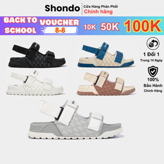 Sandals SHONDO nam nữ Sandal đi học đi chơi Platy 2 Êm Nhẹ Thời Trang Đế Cao 4Cm Sandal đế bằng Quai dù xé dán (S)