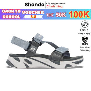 Giày Sandals Nam Nữ Shondo F8M Ver.2 Xăng Đen Nhẹ Êm Đi Choi Đi Học Trắng Xám F8M0222