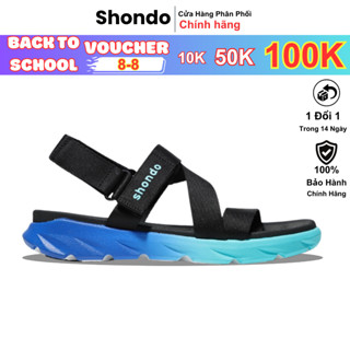 Giày sandal Shondo nam nữ F6 sport ombre đế 2 màu xanh dương xanh nhạt quai đen F6S3310 Shondo chính hãng