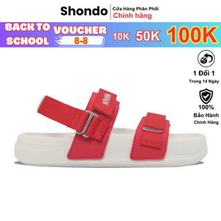 Giày SHONDO Sandal Nữ Đế Bánh Mì Platy 5 Êm Ái, Thời Trang Phối Khoen Gài Màu Trắng Đỏ PL50065