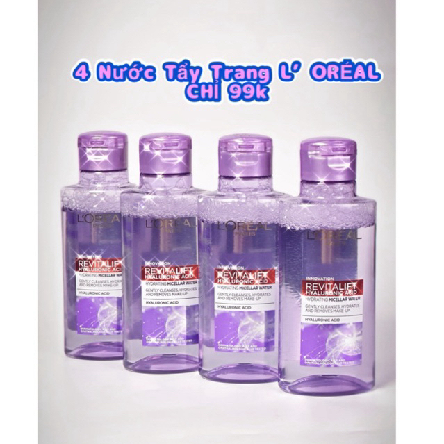 Combo 4 Chai Nước Tẩy Trang Làm Sạch Da L'oreal 95ml