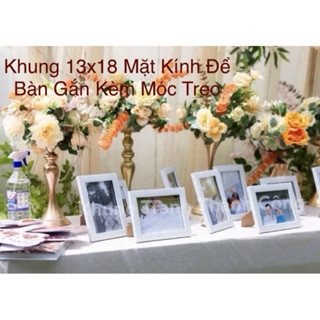 Khung Ảnh 13x18 Để Bàn (Mặt Kính) Có Gắn Kèm Móc Treo.