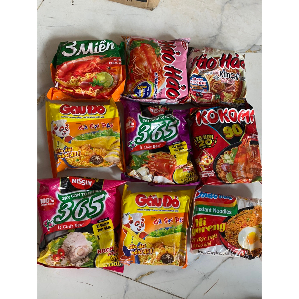 thùng 30 gói mì [ Bể tí ] lộn xộn ( hảo, kokomi, gấu đỏ, ba miền, mì 365..)