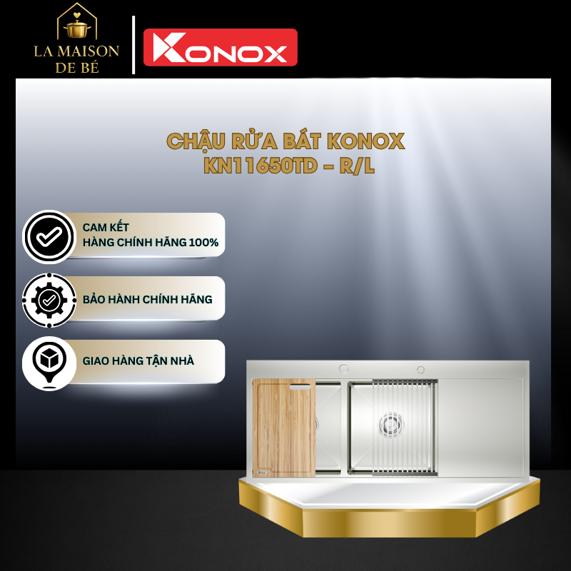 Chậu Rửa Bát KN11650TD – Inox 304 Cao Cấp, Góc Lượn R15mm, Dễ Dàng Vệ Sinh Lòng Chậu – LMS