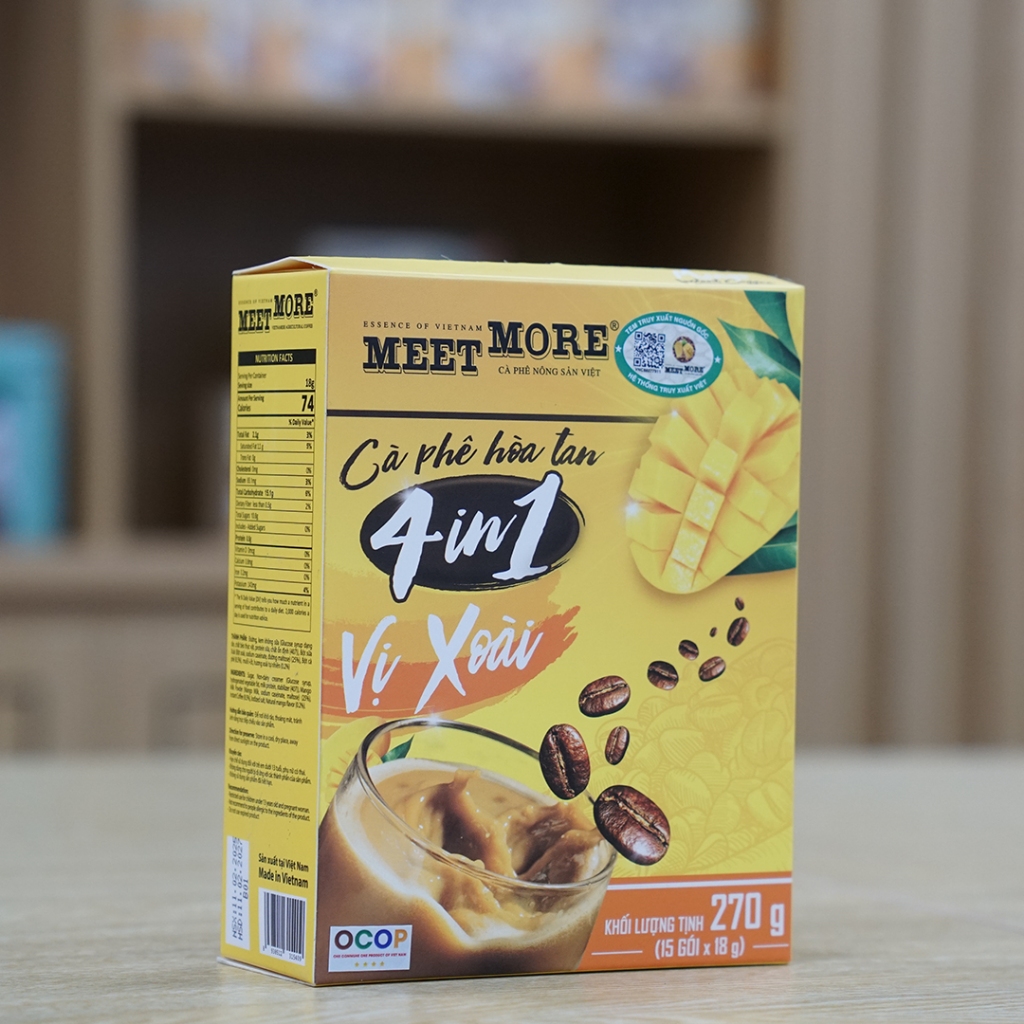 Meet More Cà Phê Vị Xoài Hoà Tan 4in1 (15 Gói/18G) – Fresh Lạ Miệng, Thơm Ngọt, Hợp Uống Lạnh