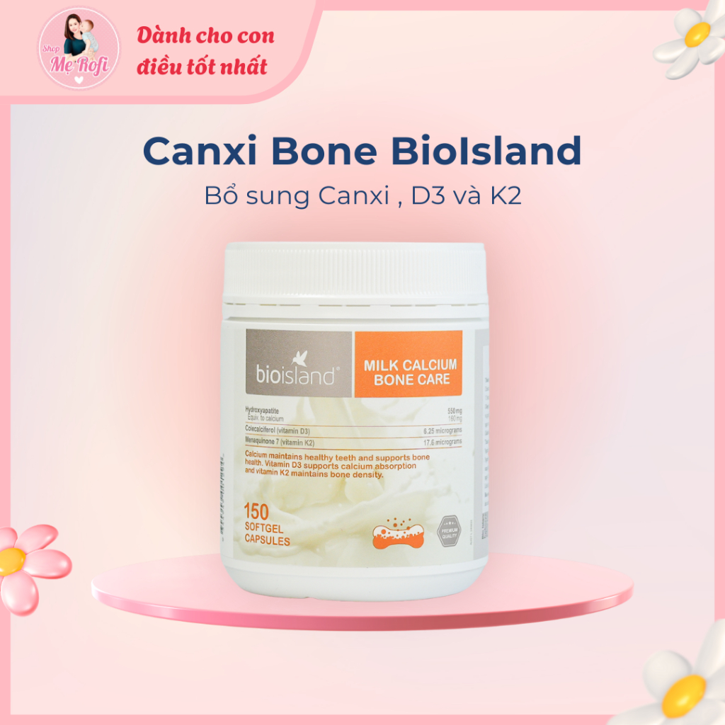 Viên uống Milk Canxi Bone Care BioIsland Bio island bổ sung Canxi cho mẹ bầu 150v - Mẹ Rofi