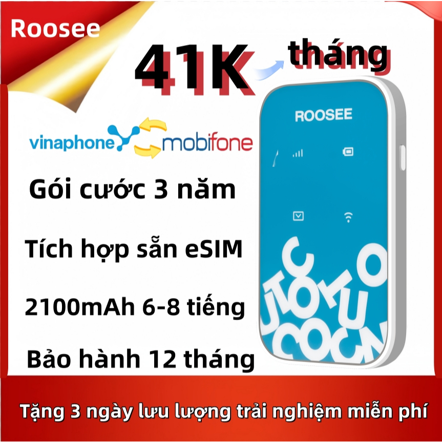 Roosee M610 Cục phát wifi từ sim 4G bộ phát wifi di động bộ phát wifi 2100mah