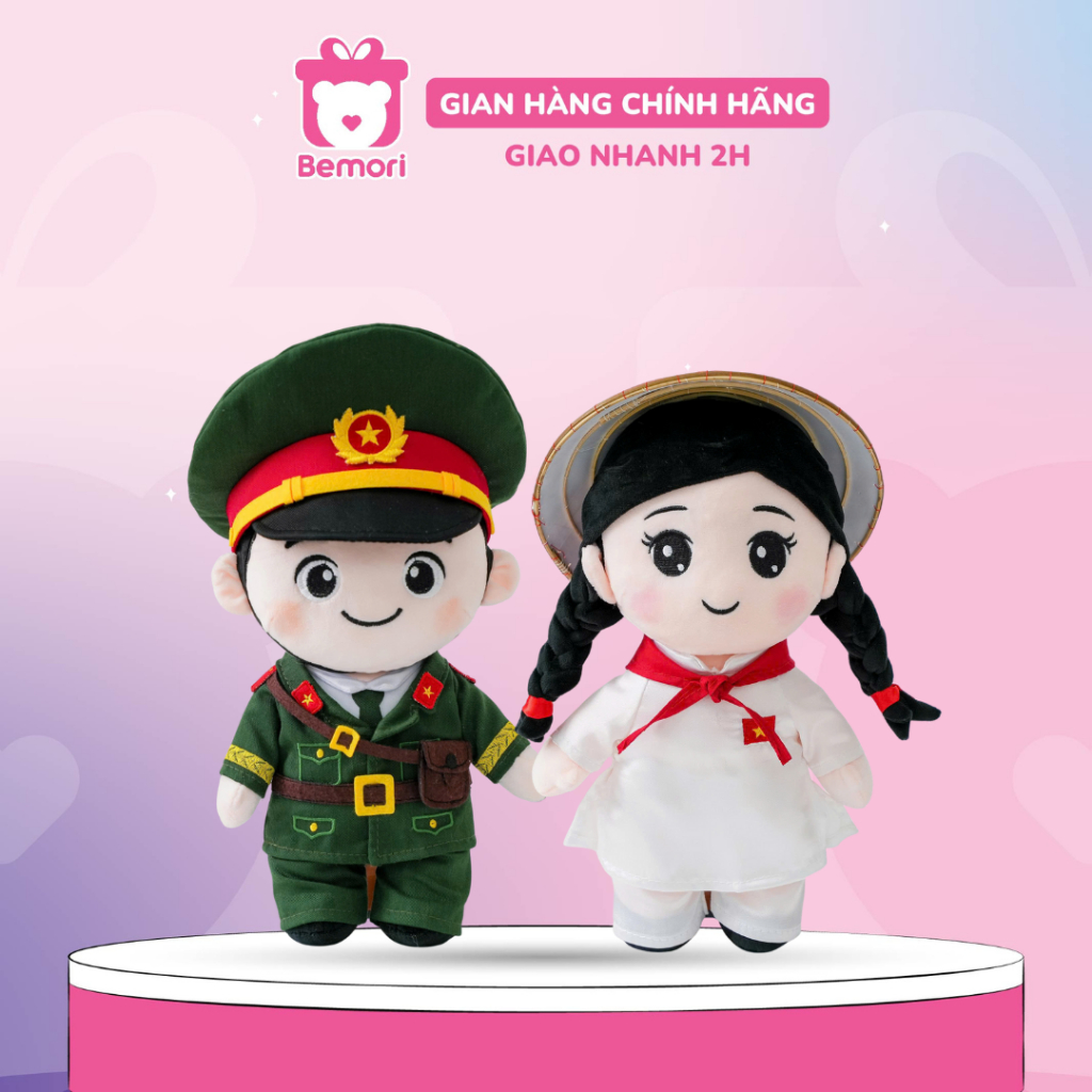Gấu bông tự hào Việt Nam Bemori gấu bông chú bộ đội chú công an hậu phương cao cấp