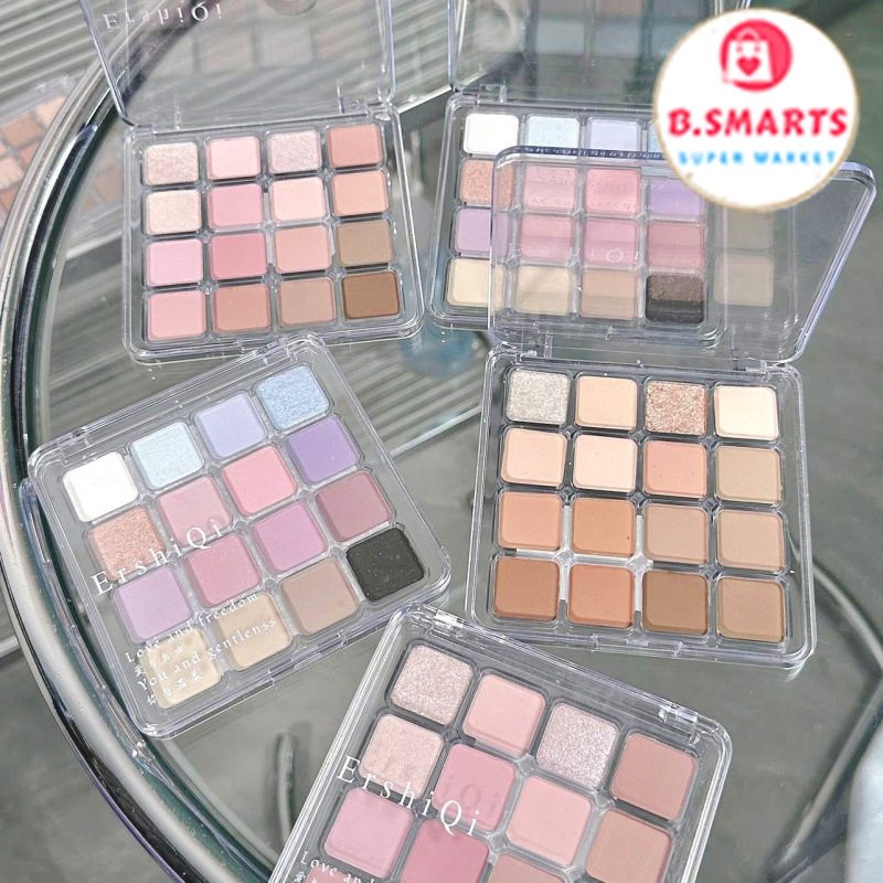 Bảng Phấn Màu Mắt ERSHIQI 16 Ô Lì Mịn Tự Nhiên, Phấn Makeup Mắt Tông Thời Thượng Nhũ Sang Trọng