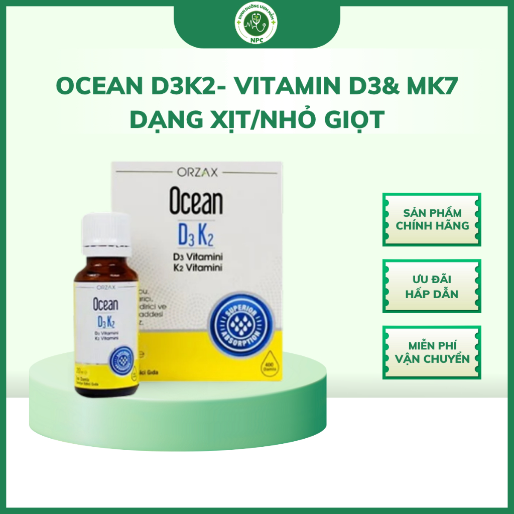 VITAMIN D3K2 OCEAN ORZAX SPRAY DẠNG XỊT KÈM ĐẦU NHỎ GIỌT NHẬP KHẨU CHÂU ÂU