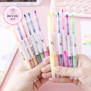  Bút Highlight 2 Đầu Màu Pastel Nhẹ Nhàng Bút Dạ Quang Đánh Dấu Ghi Chú Nhanh Khô Trang Trí Sổ Tay 