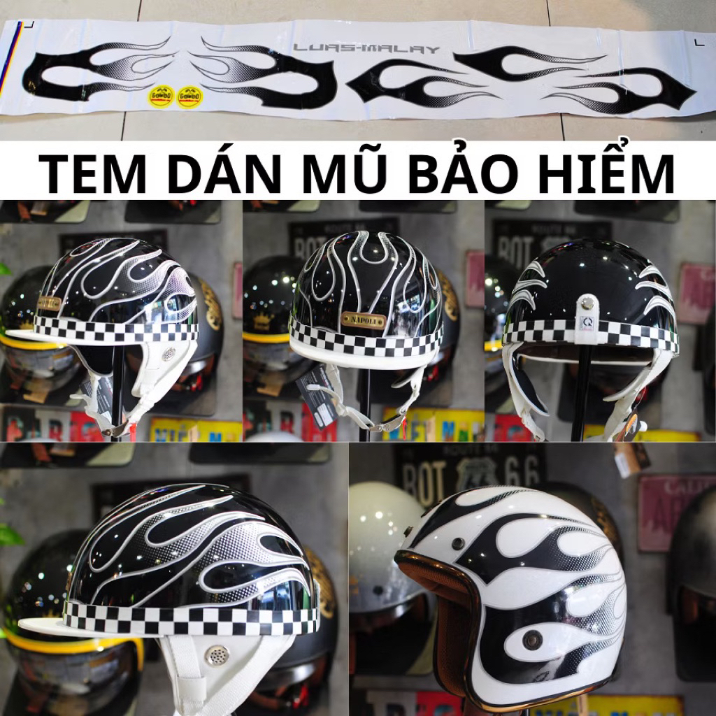 Tem dán Mũ bảo hiểm 3/4