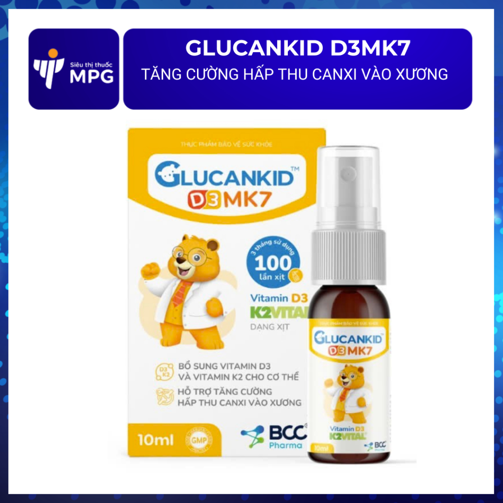 Glucankid D3mk7 - giúp tăng cường hấp thu canxi cho trẻ - lọ xịt 10ml