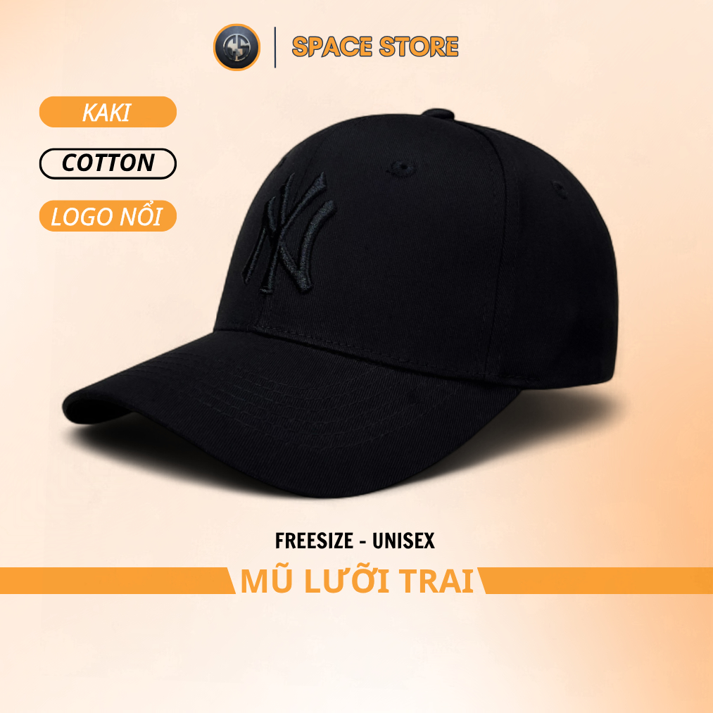 Mũ lưỡi trai MLB NY Đen logo đen nam nữ form mũ rộng, lòng mũ sâu phối đồ siêu đẹp