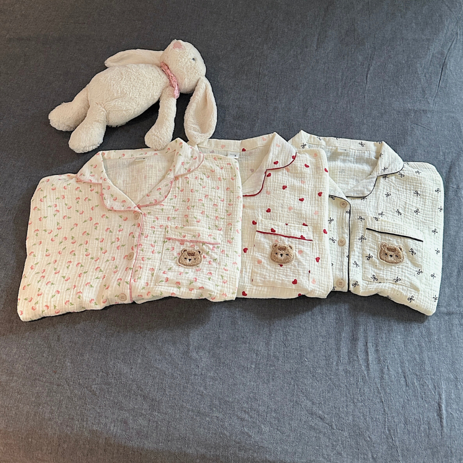 ( VẢI XÔ MUSLIN PREMIUM) SET ĐỒ BỘ NGẮN FORM RỘNG BỘ NGỦ MÙA HÈ CHẤT VẢI XÔ THOÁNG MÁT - HELEN - 819