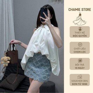  Set Váy Sexy Dự Tiệc Bar Quẩy Cực Cháy | Áo Yếm Sát Nách Đuôi Tôm + Chân Váy Jean Xước Cá Tính Gợi Cảm | Chamie Store 