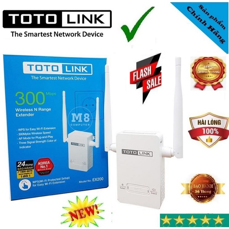 Bộ kích sóng Wifi Totolink EX200 Chuẩn N300Mbps