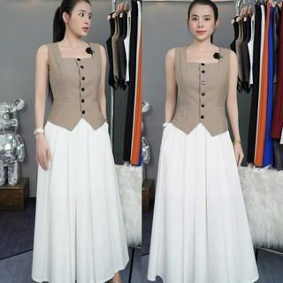  T670- Áo gile cổ vuông 2 lớp fom ôm chất giãn nhẹ mịn mát Mộc She 
