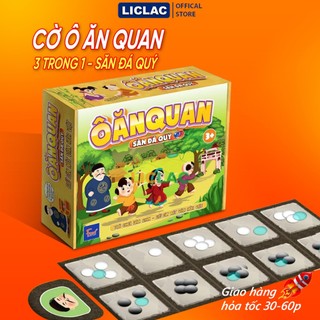  Cờ Ô Ăn Quan phiên bản săn đá quý - Bộ cờ giải trí 3 trong 1 gồm cờ ô ăn quan cờ caro cờ gánh 