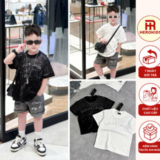 Áo phông bé trai cotton cao cấp Dolce lever đính đá full siêu chất phong cách boy phố 7827