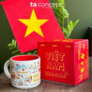  Ly sứ Việt Nam - Ly sứ trắng cao cấp nhiều họa tiết cốc sứ có quai quà tặng lưu niệm ly cốc cafe 