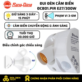 Đui đèn cảm biến Rạng Đông Tích hợp cảm biến chuyển động và cảm biến ánh sáng ĐCB01.PIR E27/300W