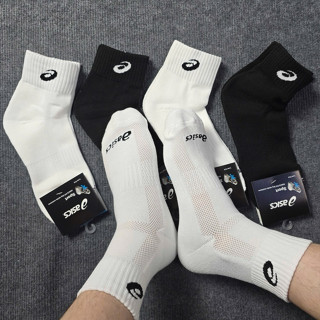 Tất vớ Asics cổ ngắn thấp trung lửng cao combo 5 đôi thể thao màu trắng đen đệm xù bàn êm chân thoáng khí dày dặn