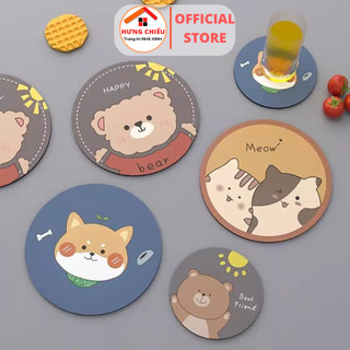  Tấm lót ly cách nhiệt silicon da nappa 10cm đế cao su chống trơn trượt - Hưng Chiếu ED11 